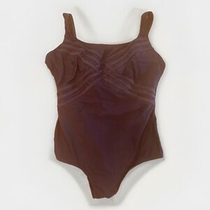 Longitude Swimsuit Womens 22W Brown One Piece Tummy Control Latitude Control